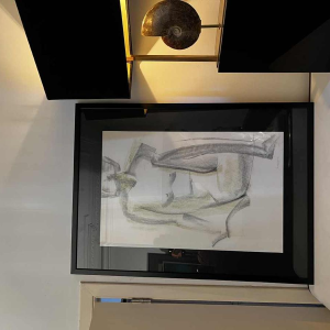 GEORGES (Géo) DE VLAMYNCK 'Nu de Femme Abstrait G' schilderij / gemengde techniek, houtskool, inkt en krijt op nat papier