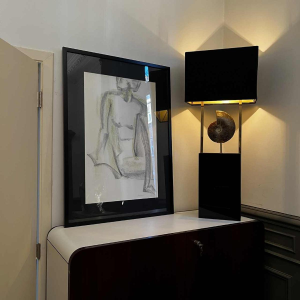 GEORGES (Géo) DE VLAMYNCK 'Abstract Female Nude G' painting / mixed media, charcoal ink chalk on wet paper