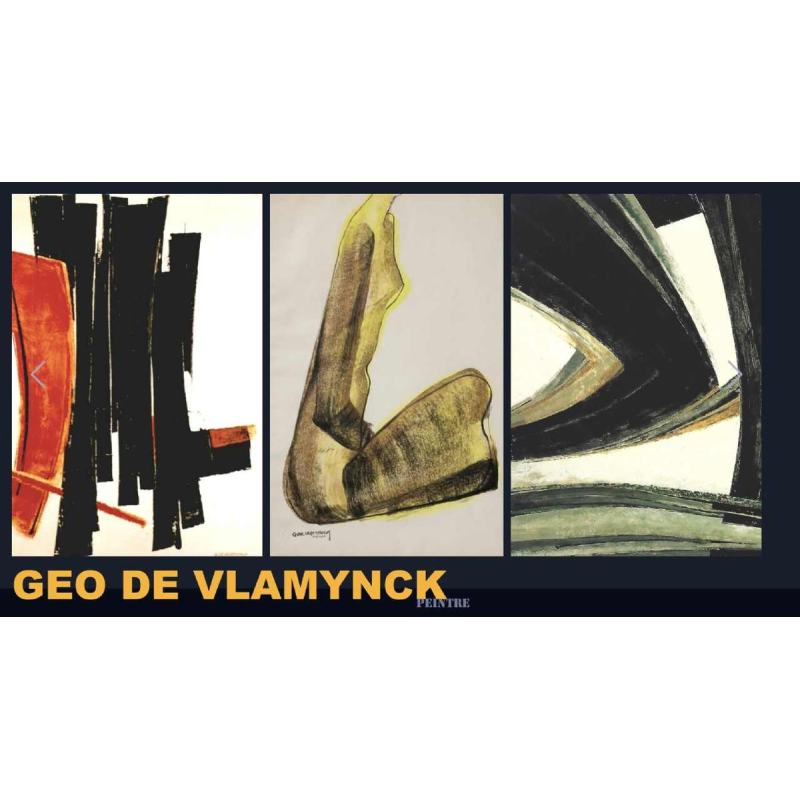 GEORGES (Géo) DE VLAMYNCK 'Nu de Femme Abstrait G' tableau / technique mixte, fusain encre craie sur papier mouillé