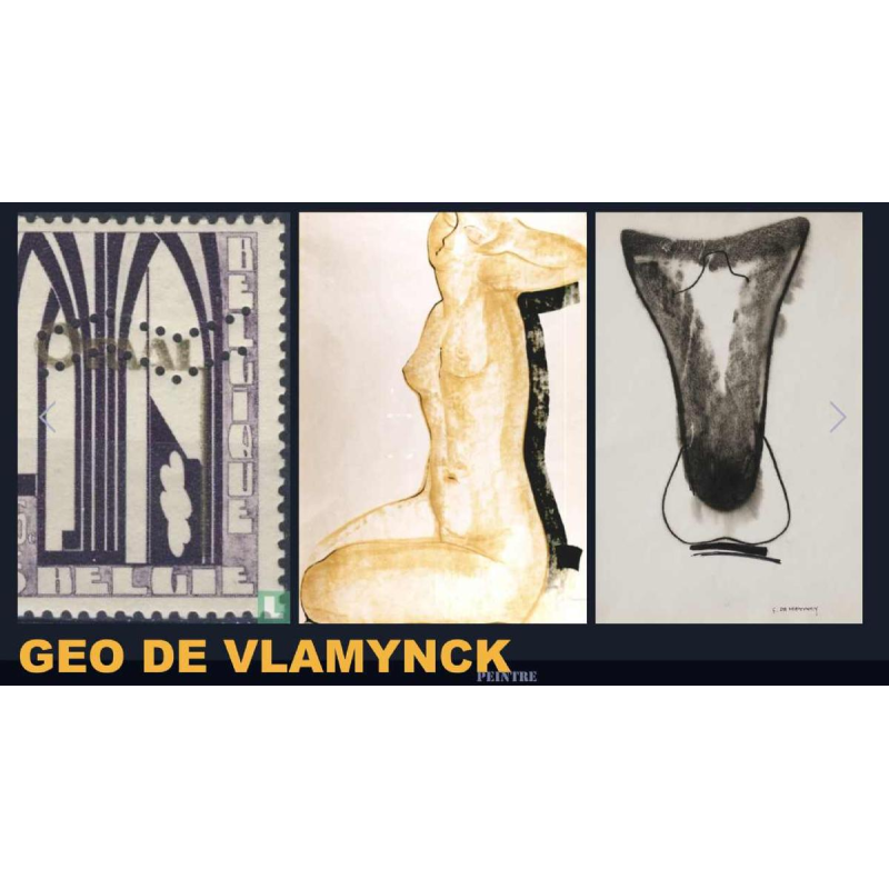 GEORGES (Géo) DE VLAMYNCK 'Nu de Femme Abstrait G' schilderij / gemengde techniek, houtskool, inkt en krijt op nat papier