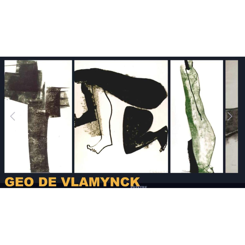 GEORGES (Géo) DE VLAMYNCK 'Nu de Femme Abstrait G' tableau / technique mixte, fusain encre craie sur papier mouillé