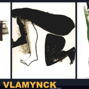 GEORGES (Géo) DE VLAMYNCK 'Nu de Femme Abstrait G' tableau / technique mixte, fusain encre craie sur papier mouillé