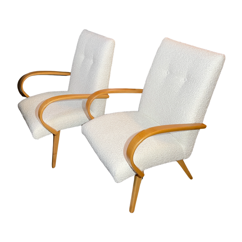 Jaroslav Smidek "Model 53" pour THONET, Paire de Fauteuils EXPO 58, 1950/60