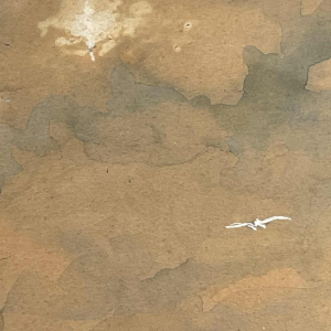 A. Semlinck " Boten gestrand bij eb " Marine Aquarel, ca 1910