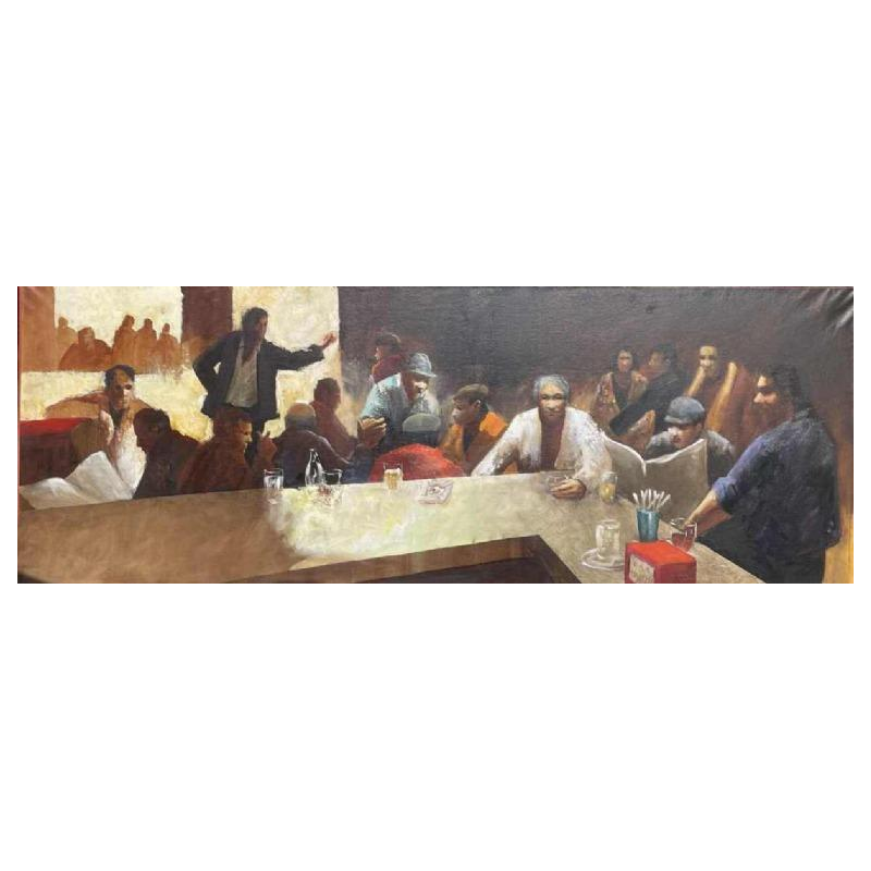 Christian HOCQUET (1935-2014) « Le bar 2002 » 60x160 cm