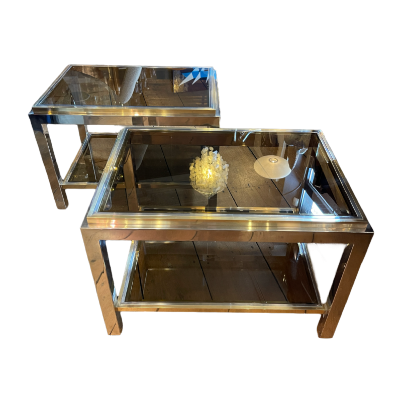 JEAN CHARLES ( estampillé ) MAISON CHARLES paire de tables bouts de canape´ 1960