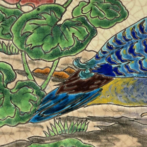 LONGWY (ROLANDE RIZZI) Keramische Schotel Geglazuurd Cloisonné Vogels 1930