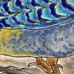 LONGWY (ROLANDE RIZZI) Keramische Schotel Geglazuurd Cloisonné Vogels 1930