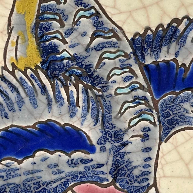 LONGWY (ROLANDE RIZZI) Keramische Schotel Geglazuurd Cloisonné Vogels 1930