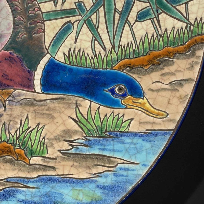 LONGWY (ROLANDE RIZZI) Keramische Schotel Geglazuurd Cloisonné Vogels 1930