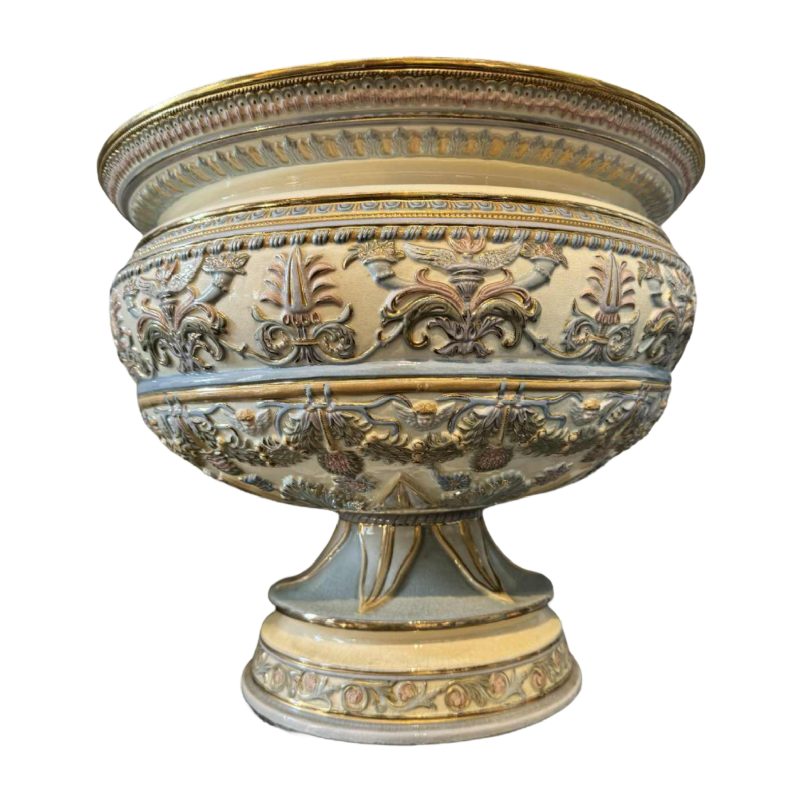 Large Eichwald earthenware vase floral decoration