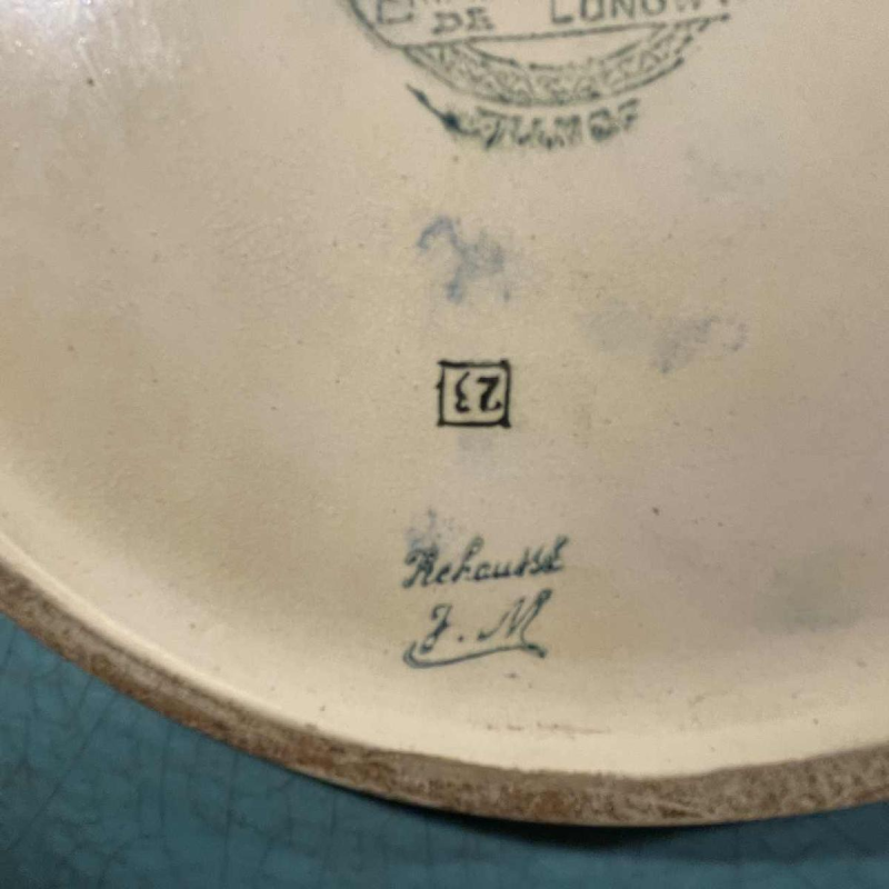 LONGWY ROLANDE RIZZI Plat CÃ©ramique FaÃ¯ence EmailleÂ´ CloisonneÂ´ Oiseaux 1930