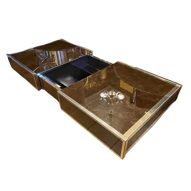 WILLY RIZZO pour CIDUE, Table Basse Extensible, Cocktail Bar, ca 1970