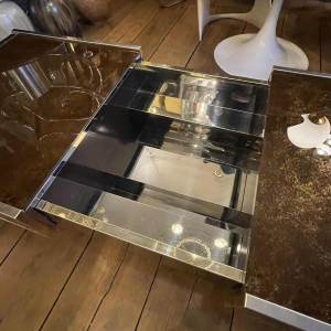 WILLY RIZZO pour CIDUE, Table Basse Extensible, Cocktail Bar, ca 1970