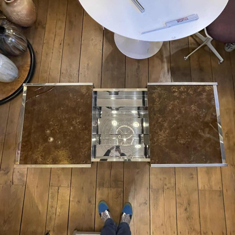 WILLY RIZZO pour CIDUE, Table Basse Extensible, Cocktail Bar, ca 1970