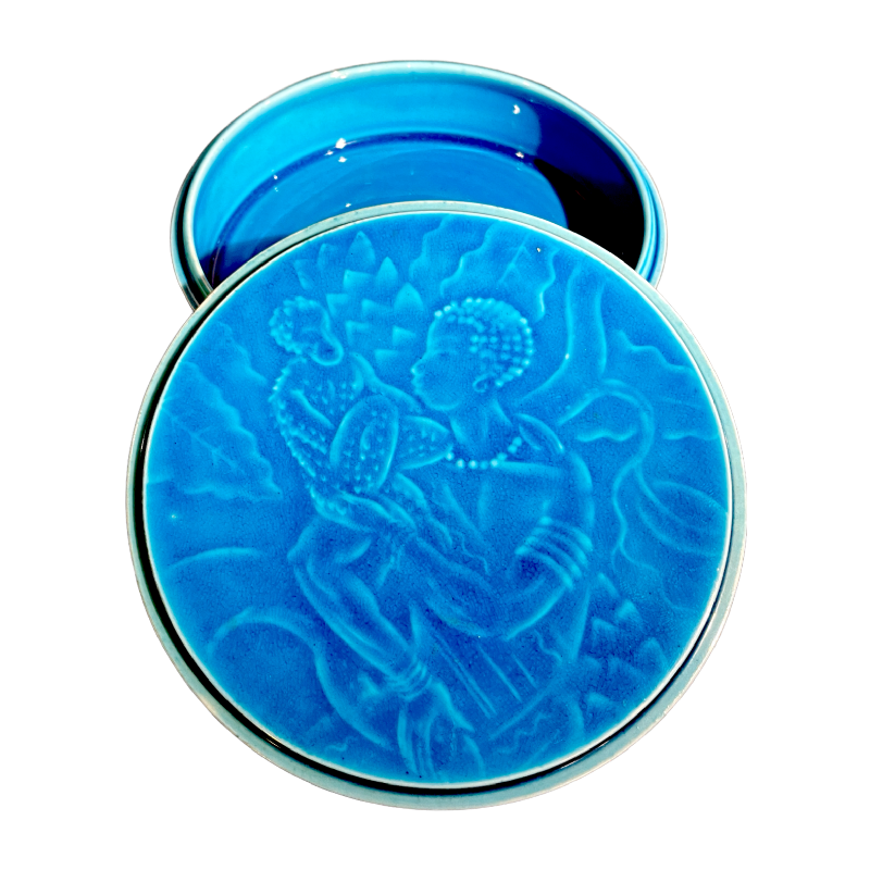 BING & GRONDAHL Copenhagen Porcelain Africanist Art Deco Jewellery Box 1925