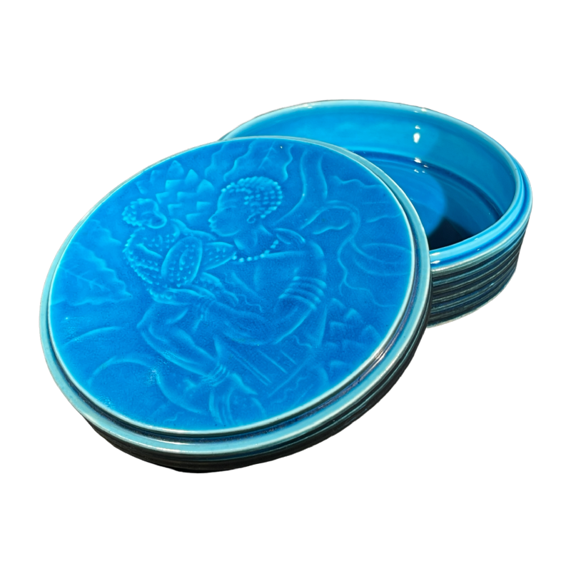 BING & GRONDAHL Copenhagen Porcelain Africanist Art Deco Jewellery Box 1925