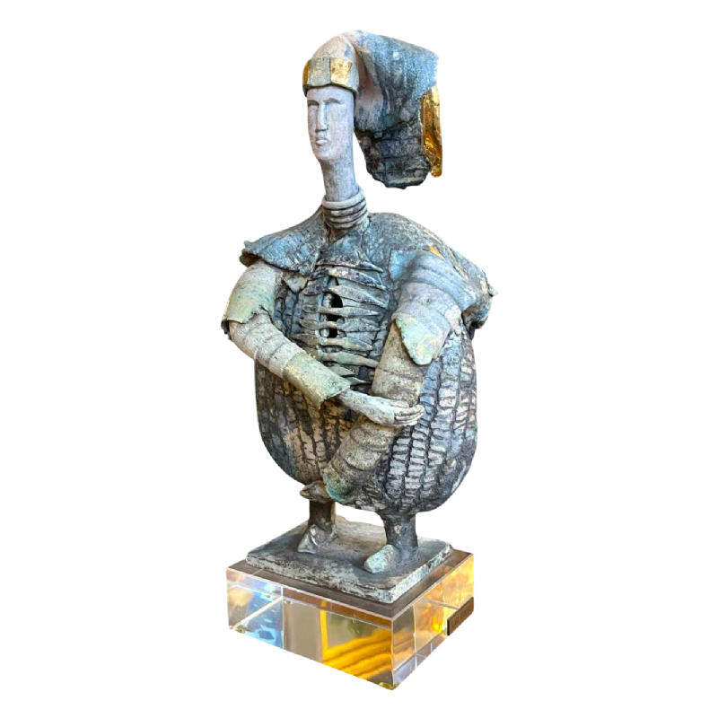 KLARA REYNDERS ' Le Guerrier ' sculpture en ce´ramique, e´mail et dorure, vers 1987