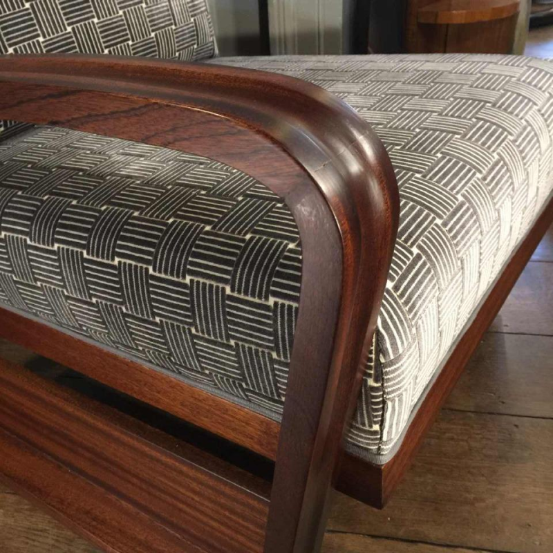 Rare Pair of "Aviator" Mahogany Armchairs, Design Art Deco, 1930/40