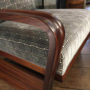 Zeldzaam paar "Aviator" Mahonie Fauteuils, Design Art Deco, 1930/40