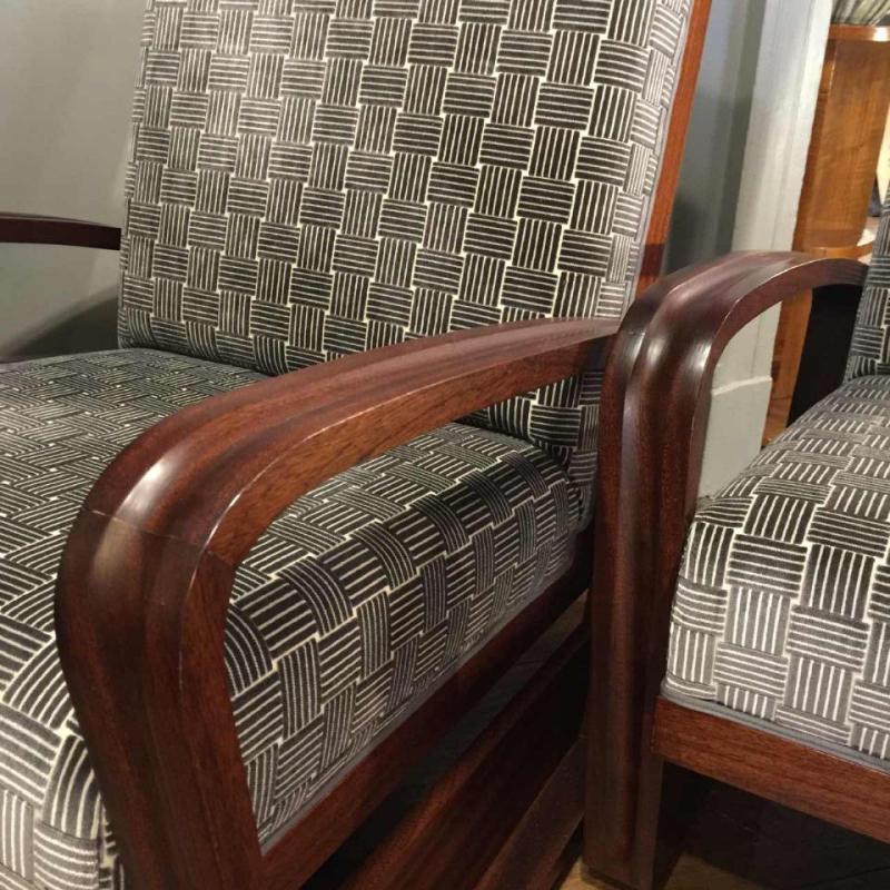 Rare Pair of "Aviator" Mahogany Armchairs, Design Art Deco, 1930/40
