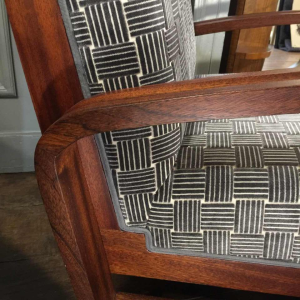 Rare Paire de Fauteuils " Aviateur " Design Art Déco, acajou massif, 1930/40