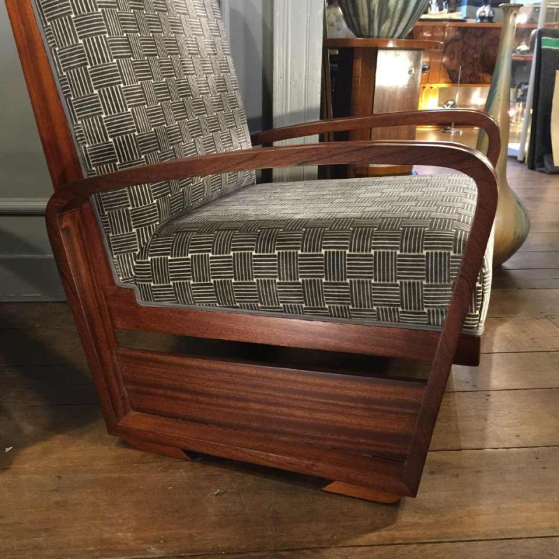 Zeldzaam paar "Aviator" Mahonie Fauteuils, Design Art Deco, 1930/40