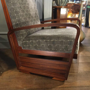 Zeldzaam paar "Aviator" Mahonie Fauteuils, Design Art Deco, 1930/40