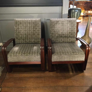 Zeldzaam paar "Aviator" Mahonie Fauteuils, Design Art Deco, 1930/40