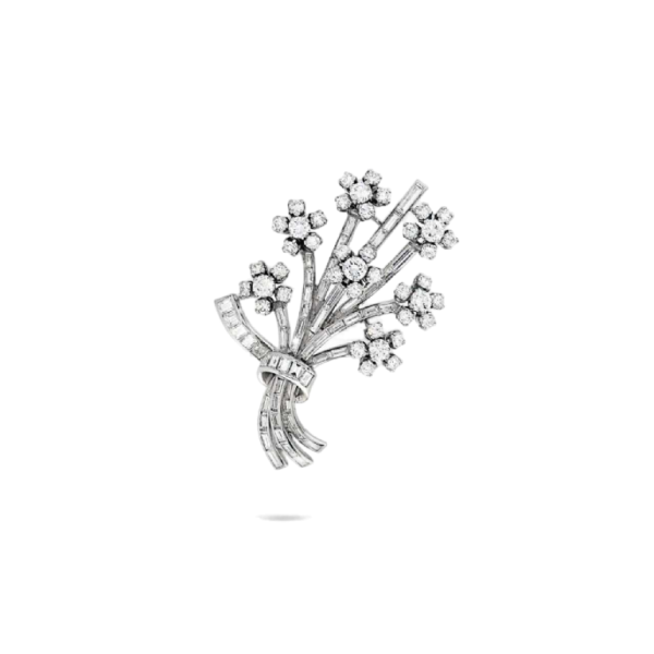 Platinum brooch with diamond