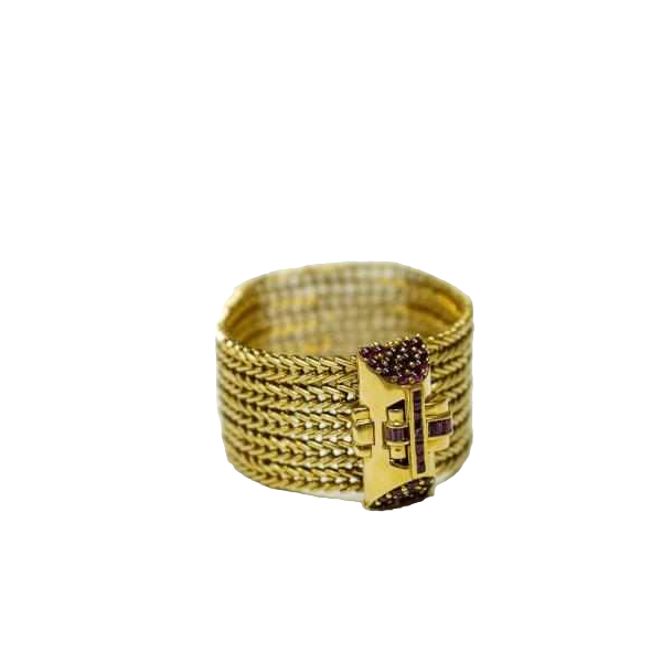 Geelgouden armband met robijnen