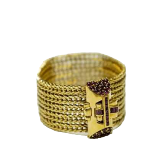 Geelgouden armband met robijnen