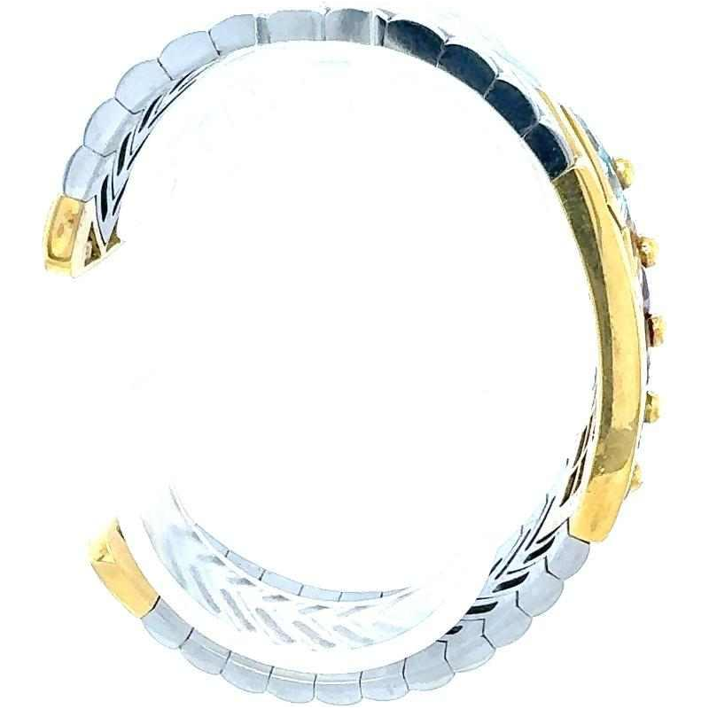 Yellow gold & steel bracelet, aquamarine, yellow sapphire, amethyst