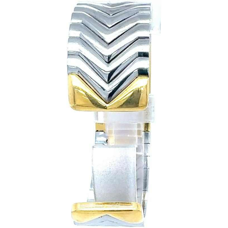 Armband van geelgoud en staal, aquamarijn, gele saffier, amethist