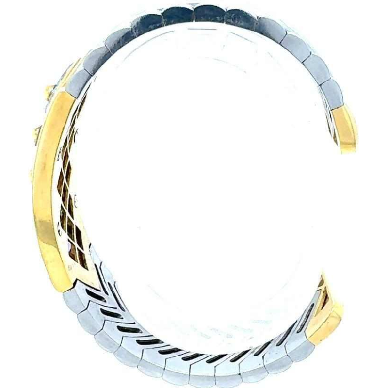 Armband van geelgoud en staal, aquamarijn, gele saffier, amethist