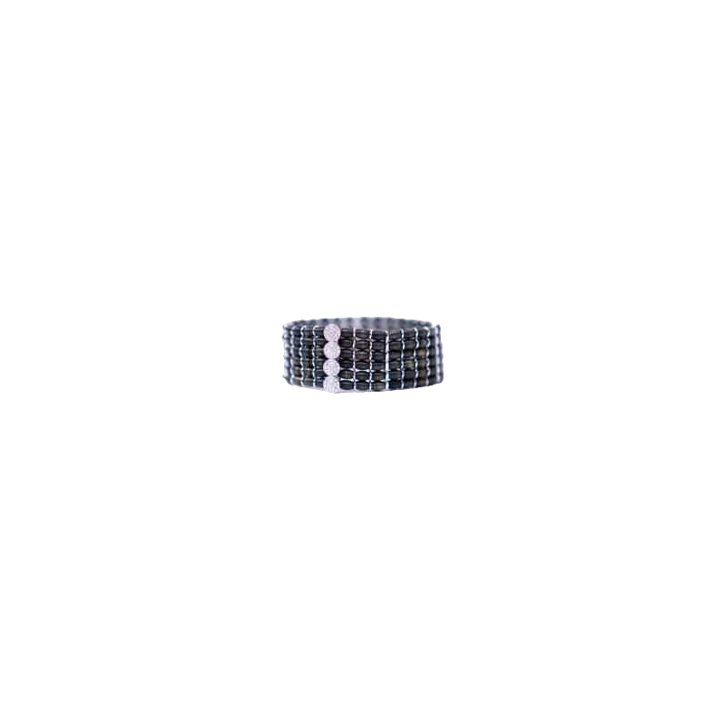 Bracelet 18ct en or noir rodhié & diamants