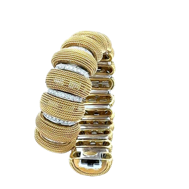 Harpos, tweekleurige armband van goud en diamant