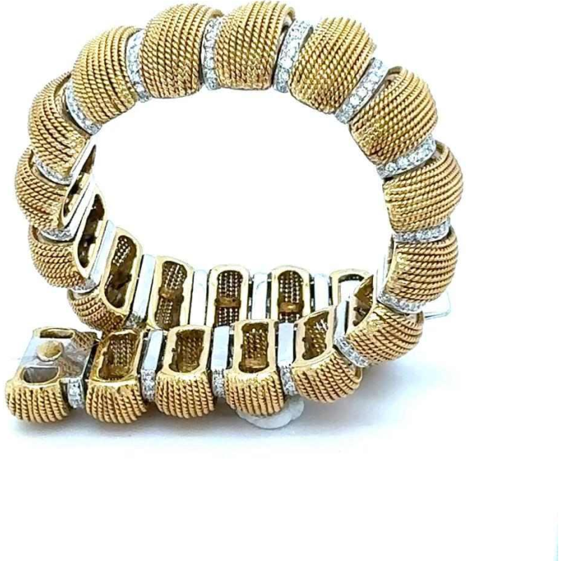 Harpos, tweekleurige armband van goud en diamant