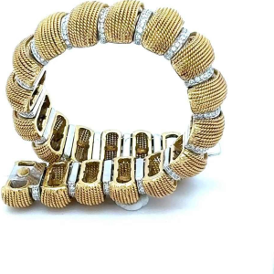 Harpos, tweekleurige armband van goud en diamant