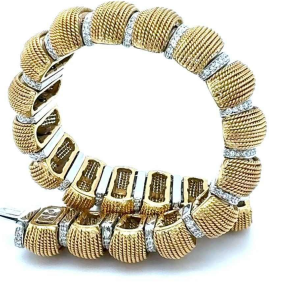 Harpos, bracelet en or bicolore et diamants