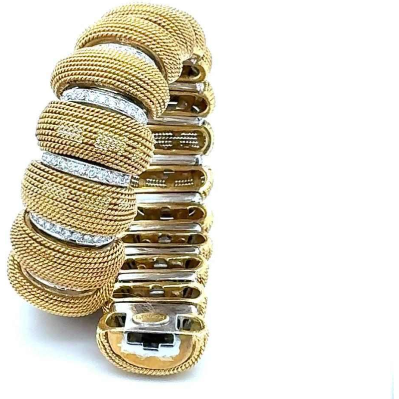 Harpos, tweekleurige armband van goud en diamant