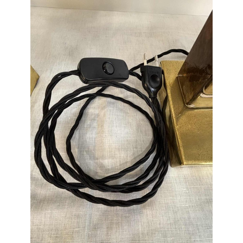 Paar Hollywood regency tafellampen, Murano glitterglas en verguld messing, 20e eeuw Italië