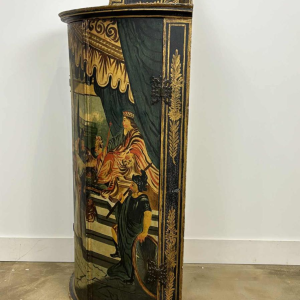 Meuble d'angle polychrome, décor peint 'Scène de Cour' 19e siècle