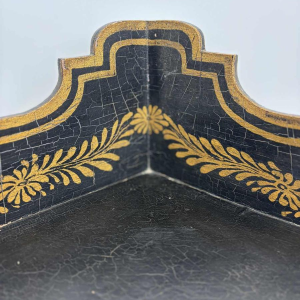 Corner cabinet with curved facade, painted decoration 'Court scene' 19th century