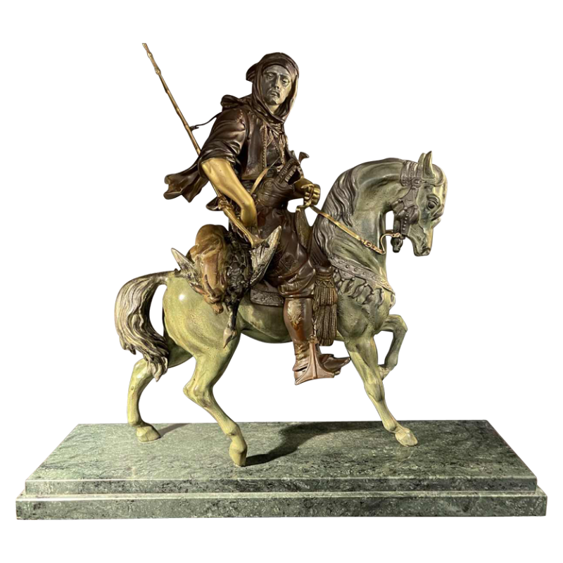 Emile Guillemin & Alfred Barye (naar) Sculptuur Arabische Ruiter Paardenjacht