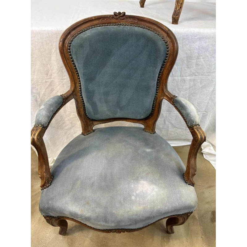 Paire de fauteuils cabriolet d'époque Louis XV, France XVIIIe siècle