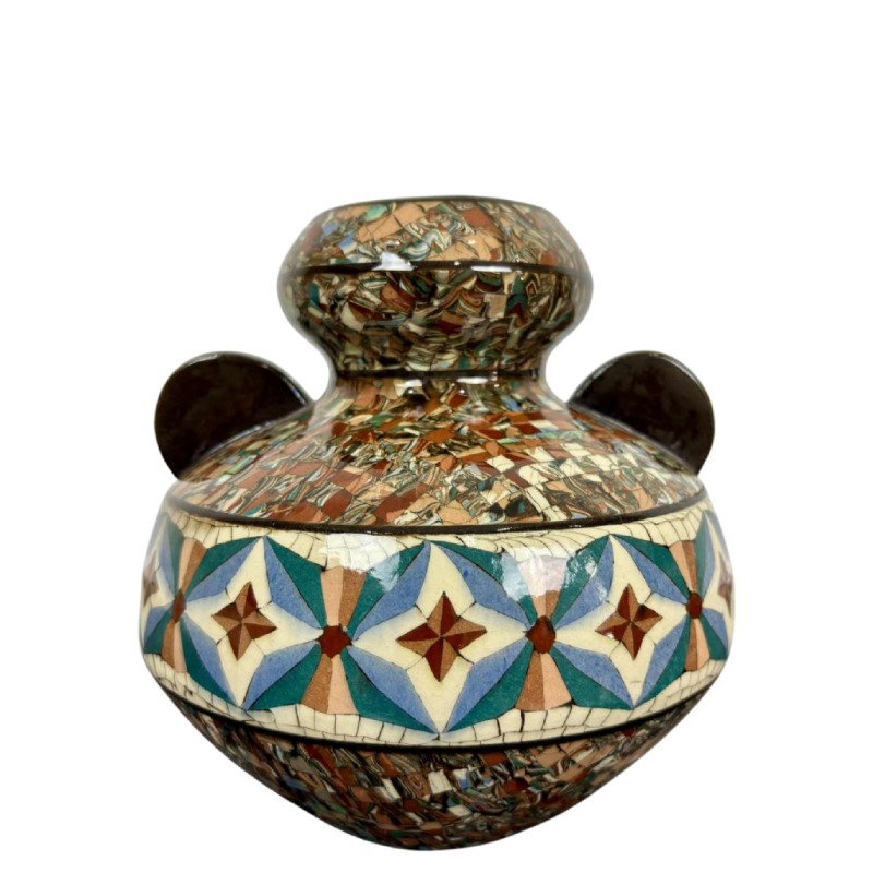 Jean Gerbino à Vallauris, vase boule à oreilles Art Déco en céramique, ca 1940-1950