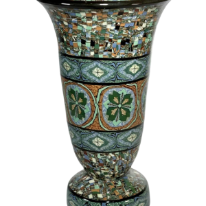Jean Gerbino in Vallauris, tulip vase in mixed clay on pedestal – France, 20th century