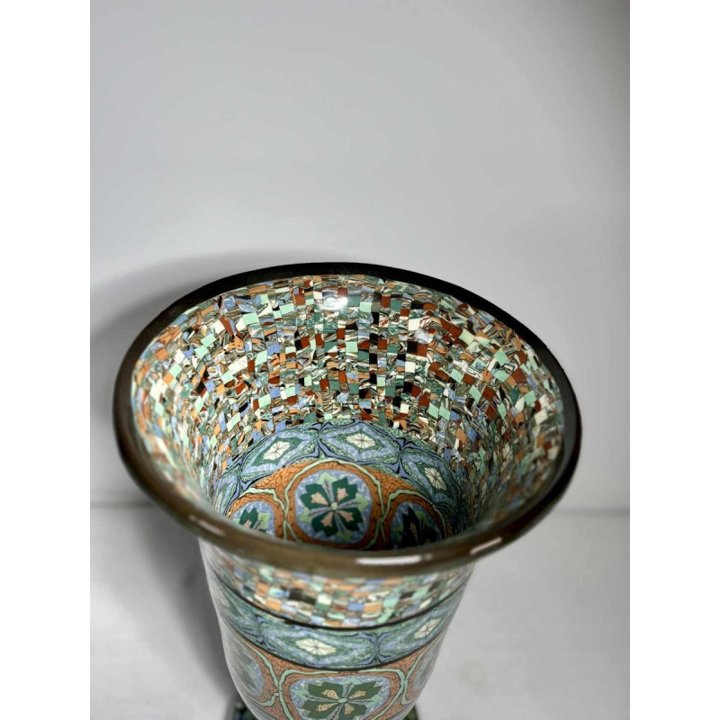 Jean Gerbino in Vallauris, tulip vase in mixed clay on pedestal – France, 20th century