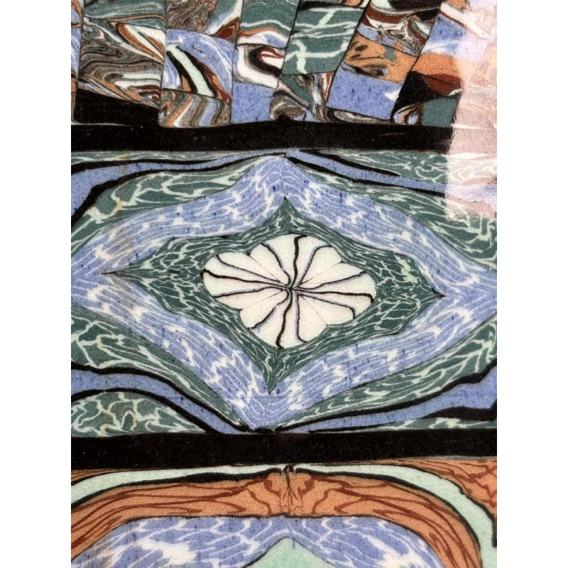 Jean Gerbino in Vallauris, tulpvaas in gemengde klei op voetstuk – Frankrijk, 20e eeuw